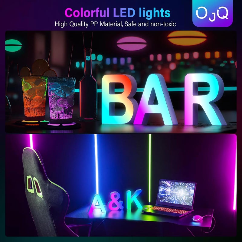OJQ Light Up Letters LED Letter - Bedroom Lighted Colorful Alphabet Letter Music Sync Color Change - Christmas Birthday Gifts for Girl - Teen Girls Room Decor Gifts Party Home Wall Bedroom Decor - Image 3